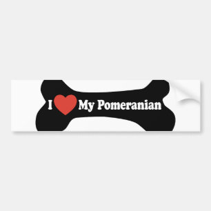 Adesivo Para Carro Eu amo meu Pomeranian - osso de cão