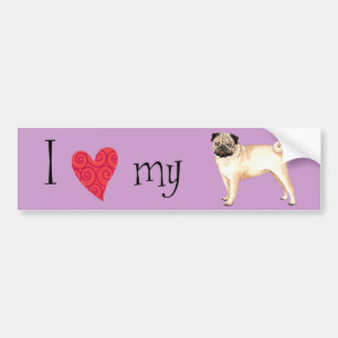 Adesivo Para Carro Eu amo meu Pug