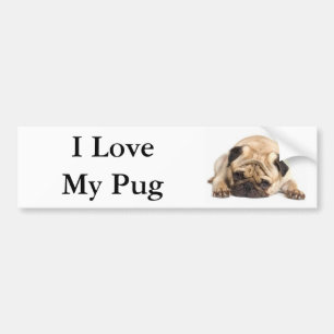 Adesivo Para Carro Eu amo meu Pug