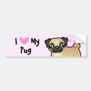 Adesivo Para Carro Eu amo meu Pug