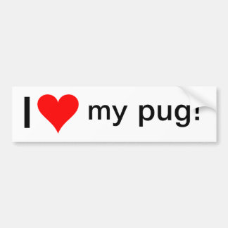 Adesivo Para Carro Eu amo meu Pug!