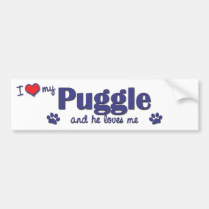 Adesivo Para Carro Eu amo meu Puggle (o cão masculino)