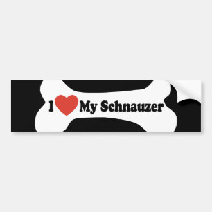 Adesivo Para Carro Eu amo meu Schnauzer - osso de cão
