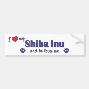 Adesivo Para Carro Eu amo meu Shiba Inu (o cão masculino)