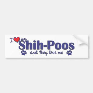 Adesivo Para Carro Eu amo meu Shih-Poos (os cães múltiplos)