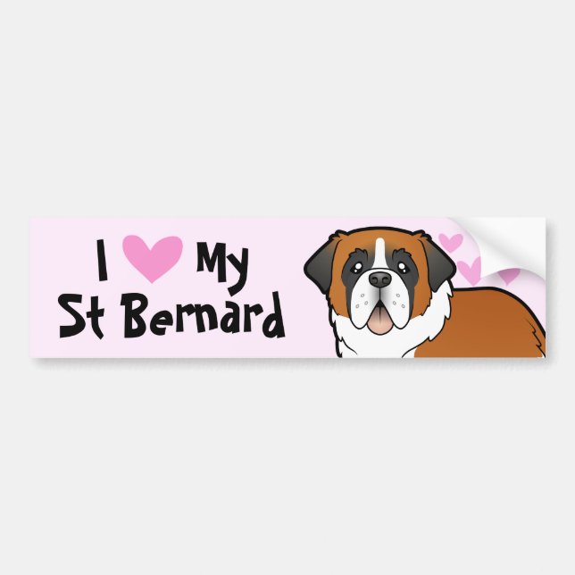 Adesivo Para Carro Eu amo meu St Bernard (Frente)
