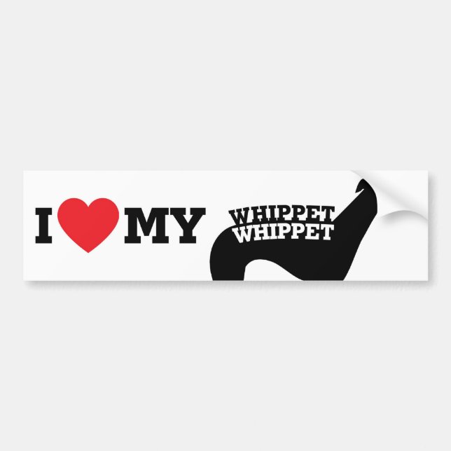 Adesivo Para Carro Eu amo meu Whippet (Frente)