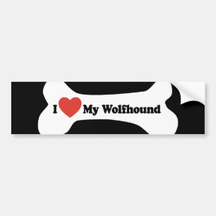 Adesivo Para Carro Eu amo meu Wolfhound - osso de cão