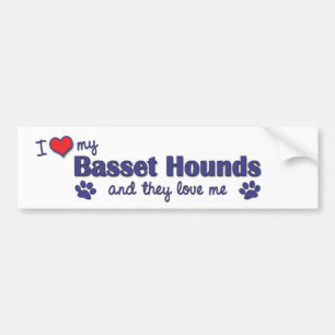 Adesivo Para Carro Eu amo meus cães de Basset (os cães múltiplos)