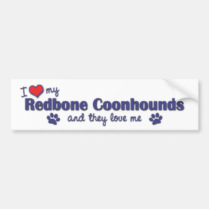 Adesivo Para Carro Eu amo meus Coonhounds de Redbone (os cães