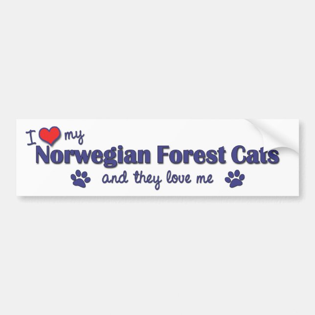 Adesivo Para Carro Eu amo meus gatos noruegueses da floresta (os (Frente)