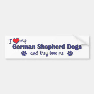 Adesivo Para Carro Eu amo meus german shepherd (os cães múltiplos)