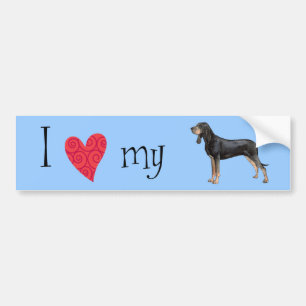 Adesivo Para Carro Eu amo meus preto e Coonhound de Tan