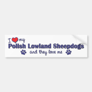Adesivo Para Carro Eu amo meus Sheepdogs poloneses da planície (os