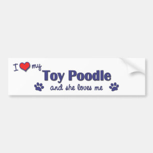 Adesivo Para Carro Eu amo minha caniche de brinquedo (o cão fêmea)