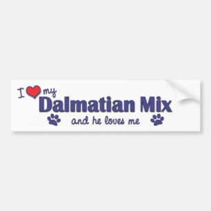 Adesivo Para Carro Eu amo minha mistura Dalmatian (o cão masculino)