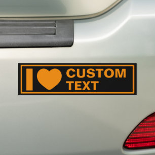 Adesivo Para Carro Eu Amo Modelo Personalizado Moderno Laranja