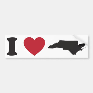 Adesivo Para Carro Eu amo North Carolina