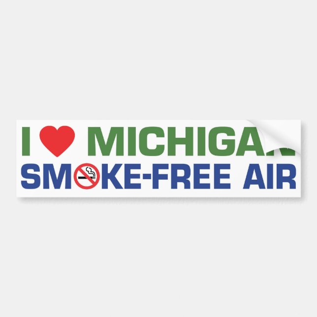 Adesivo Para Carro Eu amo o ar sem fumo de Michigan (Frente)