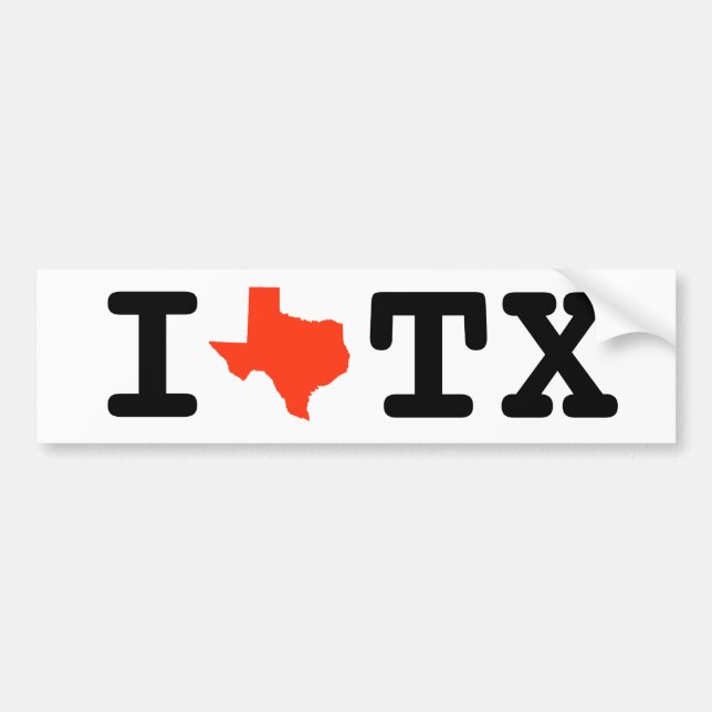 Adesivo Para Carro Eu amo o autocolante no vidro traseiro de Texas (Frente)