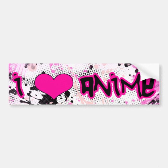 Adesivo Para Carro Eu amo o autocolante no vidro traseiro do Anime (Frente)