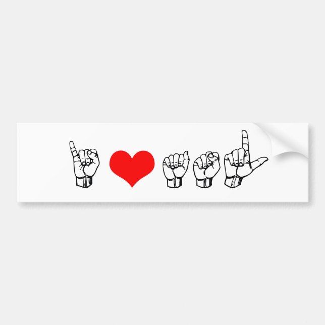 Adesivo Para Carro Eu amo o autocolante no vidro traseiro do ASL (Frente)