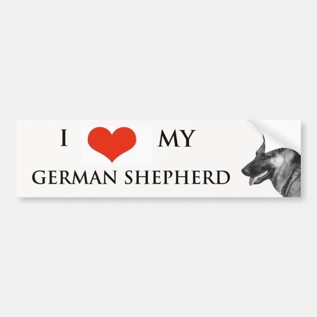 ADESIVO PARA CARRO EU AMO O MEU GERMAN SHEPHERD BUMPER STICKER (Frente)