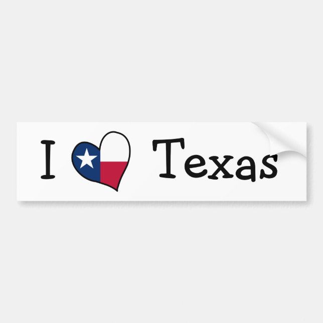 Adesivo Para Carro Eu amo o Texas (Frente)