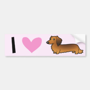 Adesivo Para Carro Eu amo os Dachshunds (de cabelos compridos)