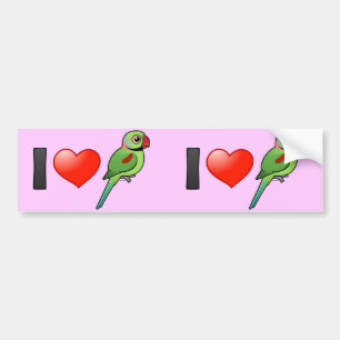 Adesivo Para Carro Eu amo Parakeets do Alexandrine