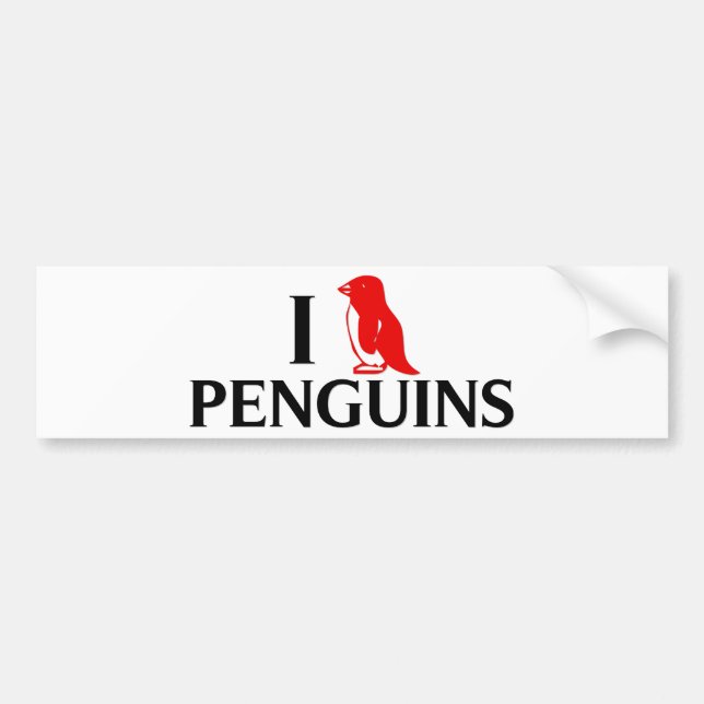 Adesivo Para Carro Eu amo pinguins (Frente)