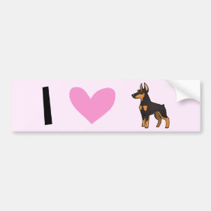 Adesivo Para Carro Eu amo Pinschers do Doberman (as orelhas pointy)