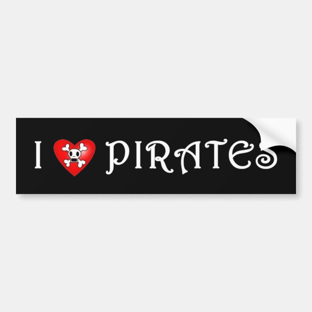 Adesivo Para Carro Eu amo piratas (2) (Frente)