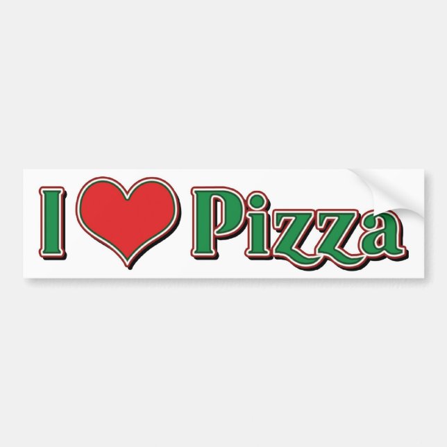 Adesivo Para Carro Eu Amo Pizza Coração (Frente)