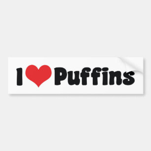 Adesivo Para Carro Eu Amo Puffins de Coração