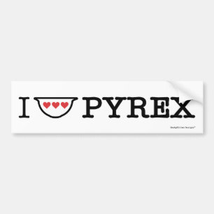 Adesivo Para Carro Eu amo Pyrex - recipiente do vintage com corações