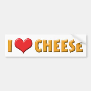 Adesivo Para Carro Eu Amo Queijo Heart - Amante de Laticínios