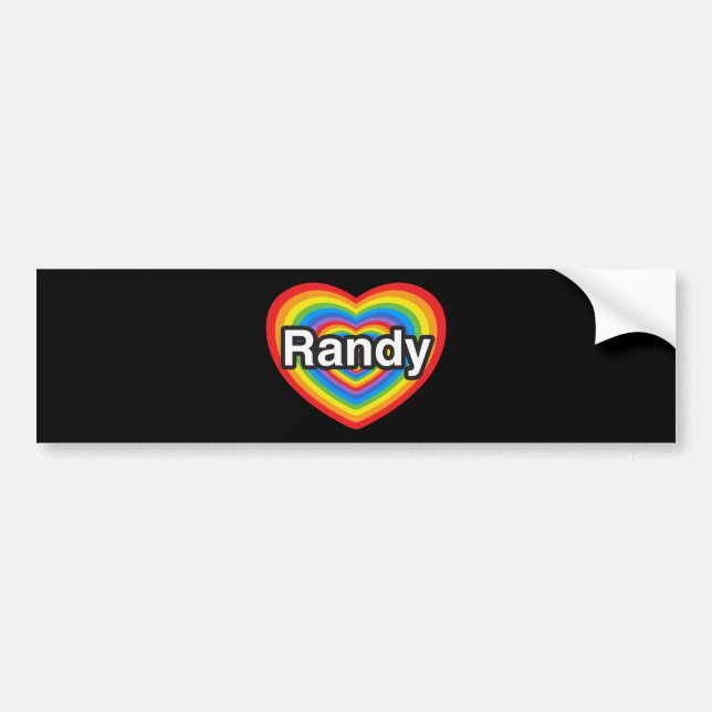 Adesivo Para Carro Eu amo Randy. Eu te amo Randy. Coração (Frente)