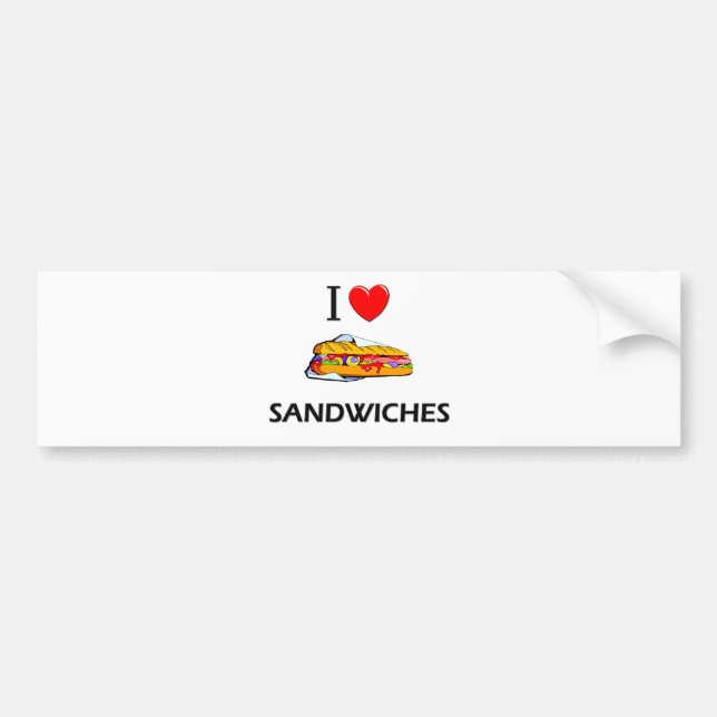 Adesivo Para Carro Eu amo sanduíches (Frente)