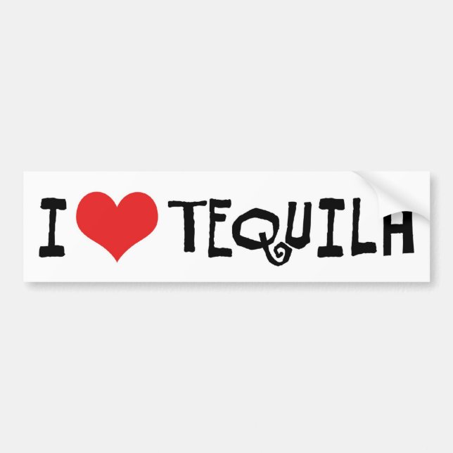 Adesivo Para Carro Eu Amo Tequila Heart (Frente)