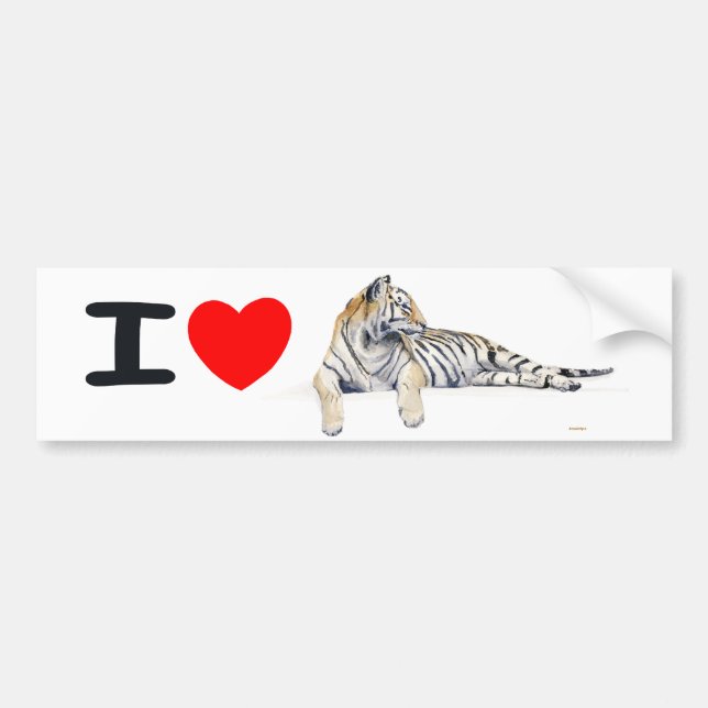Adesivo Para Carro Eu amo tigres (Frente)