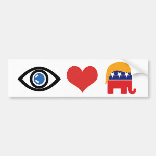 Adesivo Para Carro Eu Amo Trump - Logotipo do Elefante do GOP com Cab