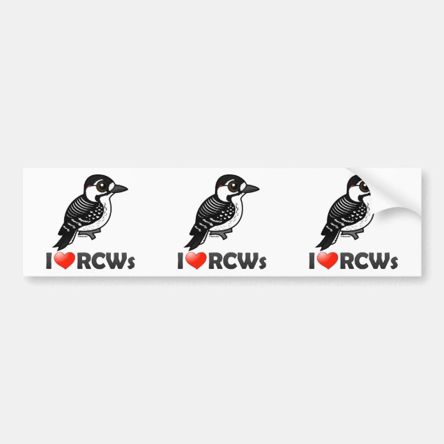 Adesivo Para Carro Eu amo Woodpeckers Vermelhos-cockaded (Frente)