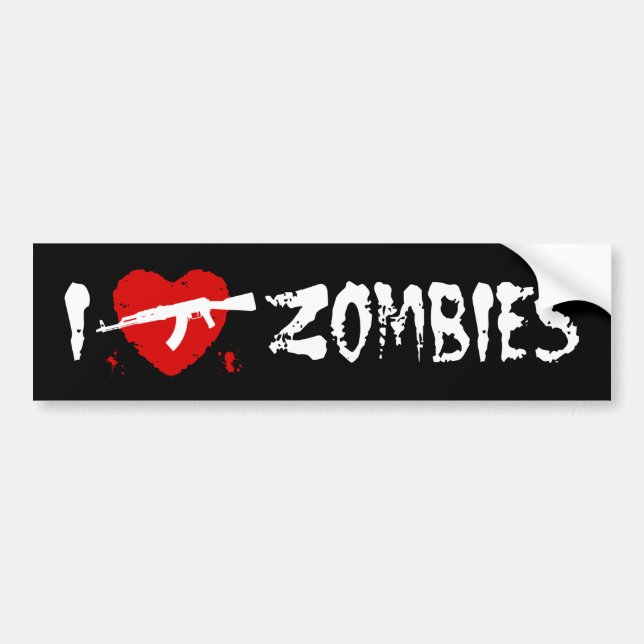 Adesivo Para Carro Eu Amo Zombies (Frente)
