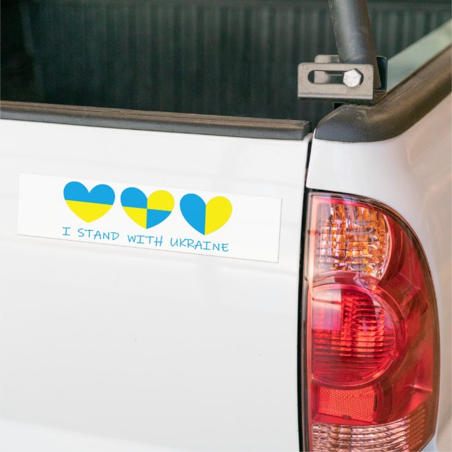 Adesivo Para Carro Eu Fico Com O Coração Da Ucrânia (No caminhão)