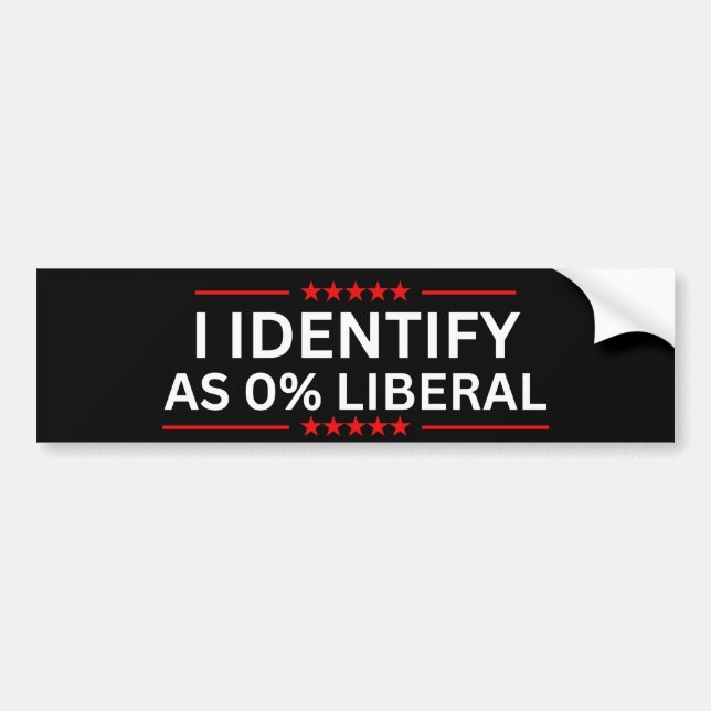 Adesivo Para Carro Eu Me Identifico Como 0% Liberal (Frente)