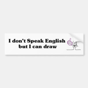 Adesivo Para Carro Eu não falo inglês - Bumper Sticker