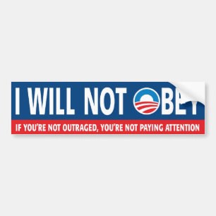 Adesivo Para Carro Eu não vou obedecer — Anti Obama Bumper Sticker