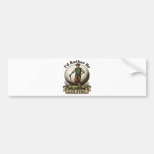 Adesivo Para Carro Eu Preferiria Estar Jogando Golfe  (Frente)