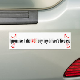 Adesivo Para Carro Eu Prometo, Não Comprei Minha Carteira de Motorist
